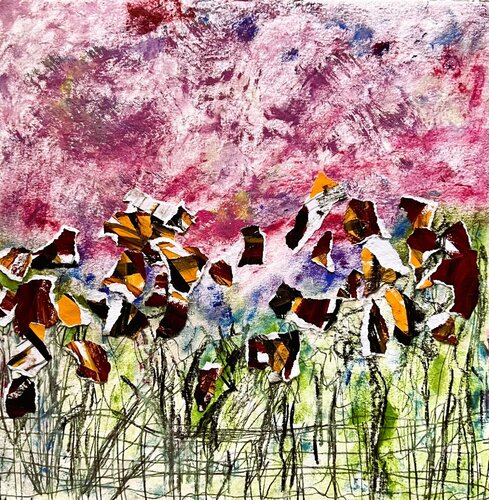 Le vent souffle sur la prairie di Muriel Deumié, Pittura in vendita su Singulart