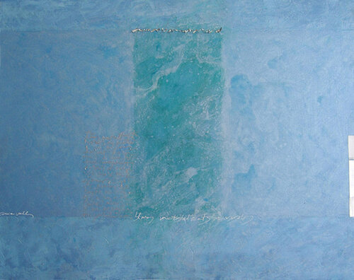 "Blaus metal·litzats i verd" van Anna Valls, Schilderij te koop op Singulart