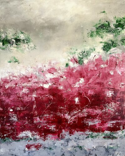 Scarlet fields at dawn von Sabine Kay, Malerei kaufen auf Singulart