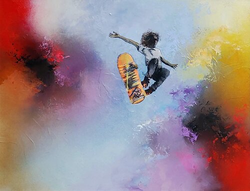 Freestyle skater 4 ( aluminium frame) di Hanneke Pereboom, Pittura in vendita su Singulart
