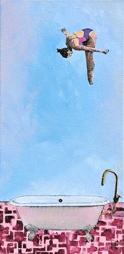 Diving in her bath 6 by Hanneke Pereboom, Painting for Sale on Singulart