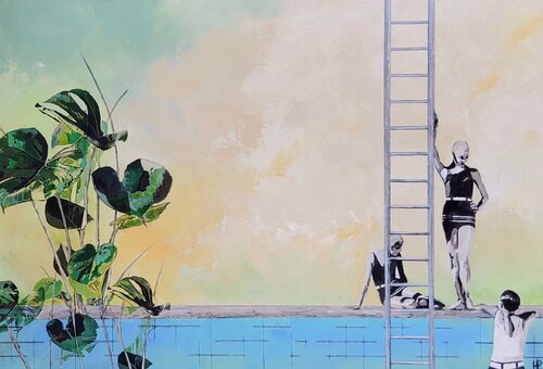 We just met in the swimming pool von Hanneke Pereboom, Malerei kaufen auf Singulart
