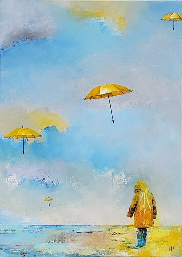 A rainy day on the beach 2 di Hanneke Pereboom, Pittura in vendita su Singulart