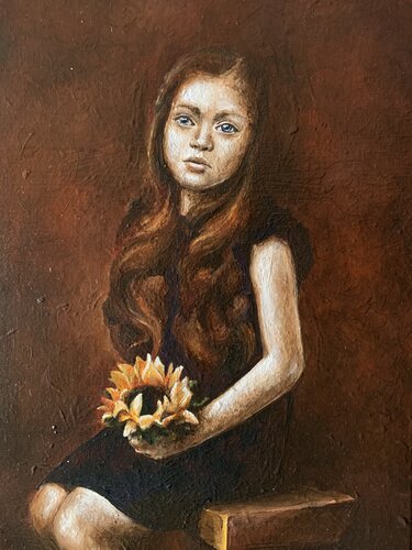 La ragazza con il Girasole von Enrica Toffoli, Malerei kaufen auf Singulart