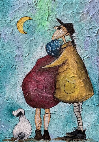 Il cane, la luna e noi von Enrica Toffoli, Malerei kaufen auf Singulart