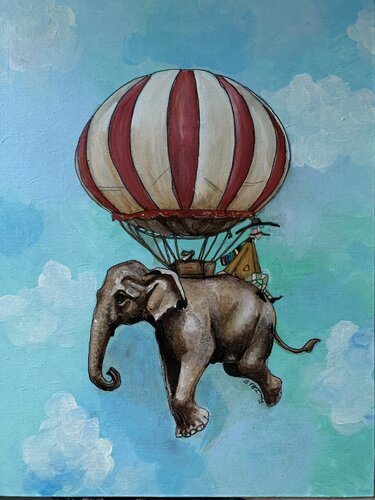 Dome’ e l’elefante delle nuvole by Enrica Toffoli, 회화 for Sale on Singulart