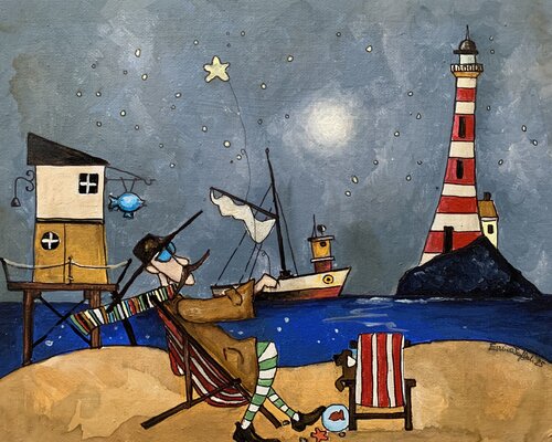 Domè e il pescatore di stelle von Enrica Toffoli, Malerei kaufen auf Singulart