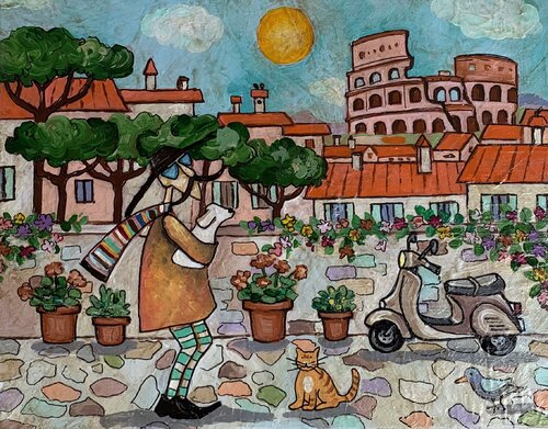 "Domè e il Sole di Roma" par Enrica Toffoli, Peinture en vente sur Singulart