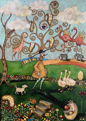 "Domè e l'Albero dei Mondi Impossibili" de Enrica Toffoli, Pintura a la venta en Singulart