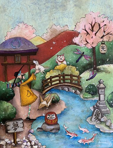 "Domé nel Giardino Giapponese" par Enrica Toffoli, Peinture en vente sur Singulart