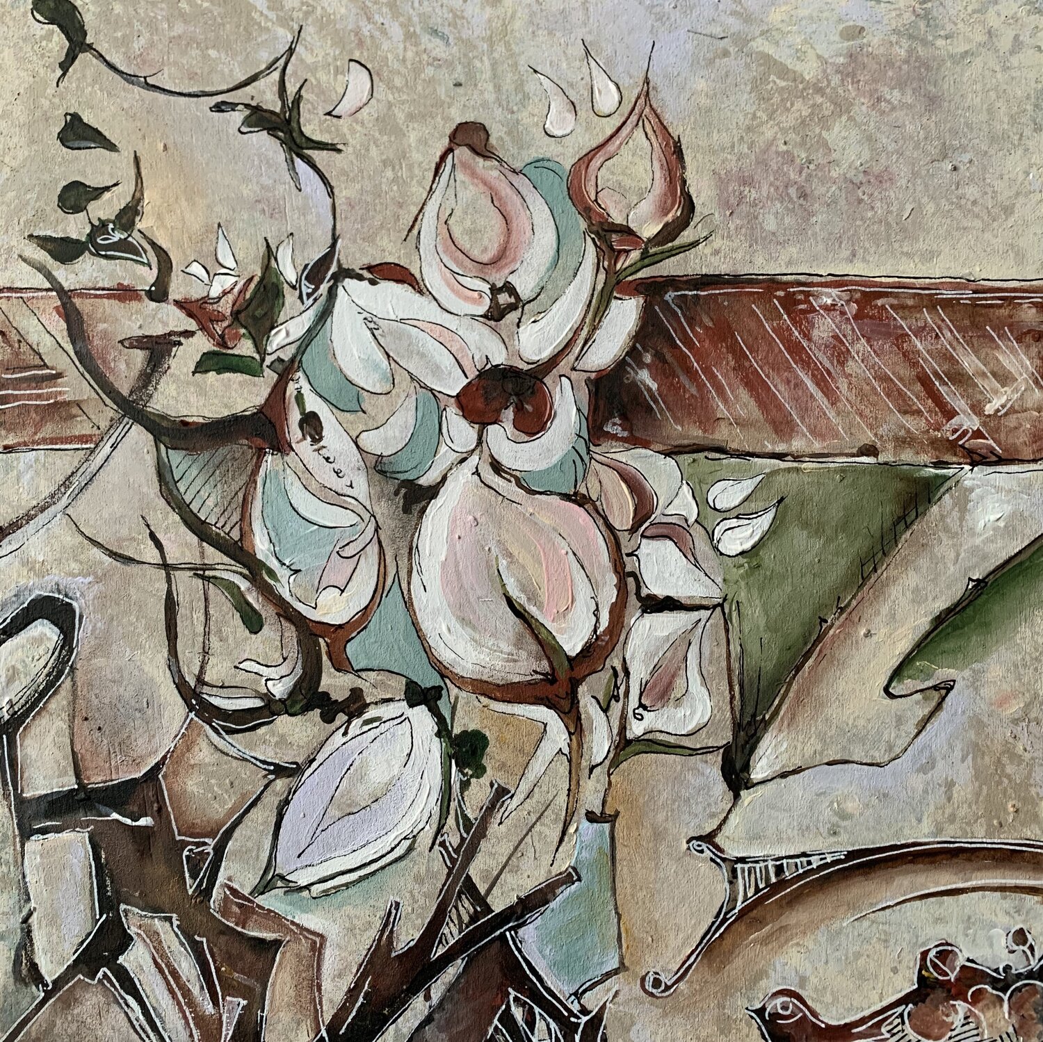 The vase on the windowsill Enrica Toffoli Originalgemälde zu verkaufen