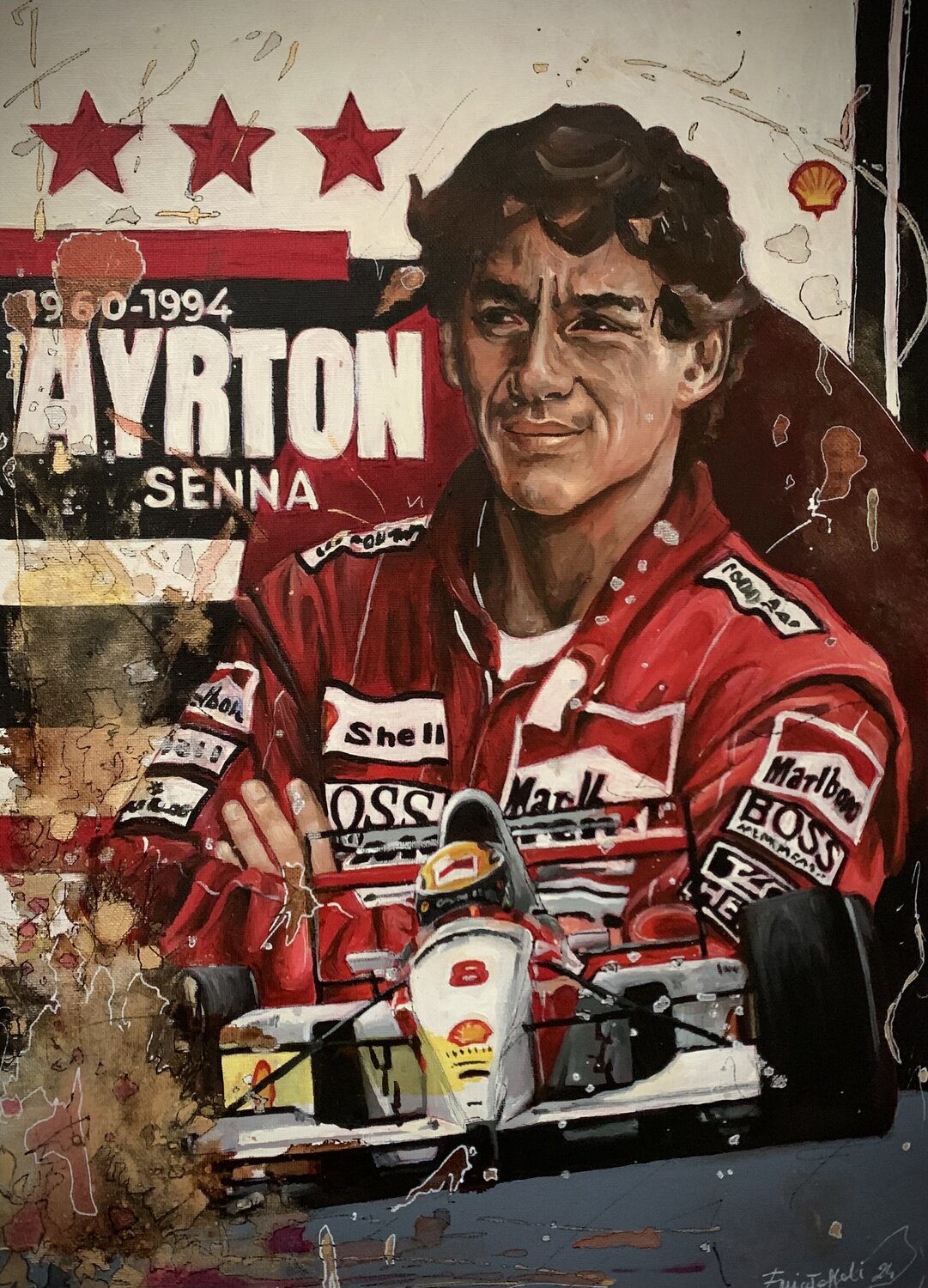Ayrton Senna, la Leggenda Enrica Toffoli Originalgemälde zu verkaufen