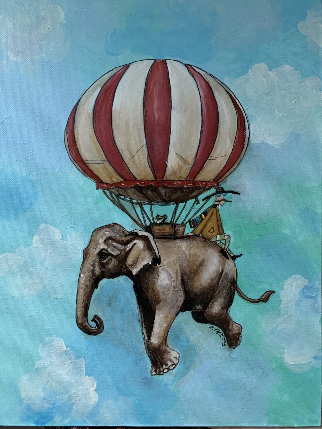 Dome’ e l’elefante delle nuvole Enrica Toffoli Originalgemälde zu verkaufen