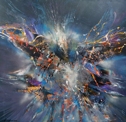 GIGANTIC XXL HUGE PAINTING FASCINATING COLORS COMPOSITION ABSTRACT BIRD BY O KLOSKA Ovidiu Kloska