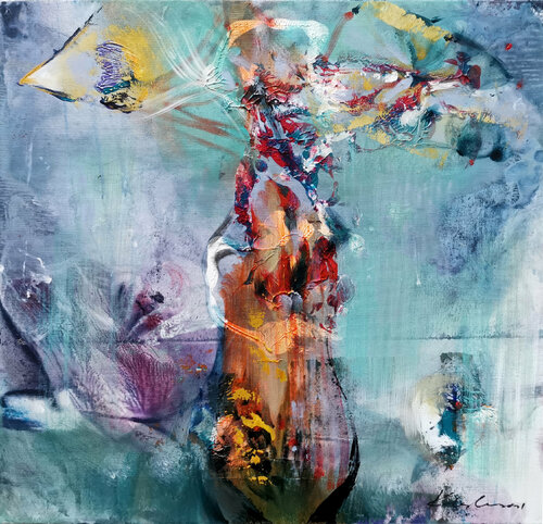 Rust raw found beauty enigmatic still life flowers of eternity by O Kloska di Ovidiu Kloska, Pittura in vendita su Singulart