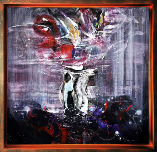 Dark beautiful still life with spheres flowers of eternity by O Kloska di Ovidiu Kloska, Pittura in vendita su Singulart