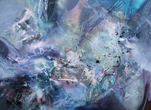 Gigantic xxl huge size 200 cm painting Between a whale song and a broken butterfly wing master O Kloska di Ovidiu Kloska, Pittura in vendita su Singulart