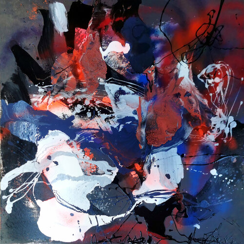 Two seconds after the piano stopped Large Unique Abstract Painting On Wood By Master Kloska Ovidiu Kloska