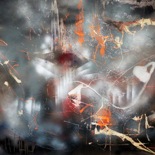 The silence after the storm beautiful large abstract painting by Kloska van Ovidiu Kloska, Schilderij te koop op Singulart