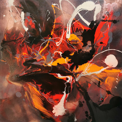 Heart pounding incandescent 2 beautiful large abstract painting by Kloska Ovidiu Kloska