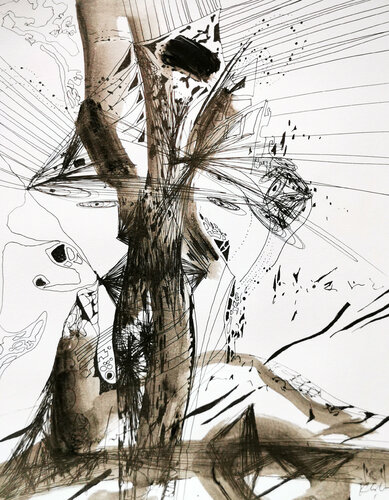 Enigmatic still life eternity time metapohysical drawing by master O Kloska di Ovidiu Kloska, Disegno in vendita su Singulart