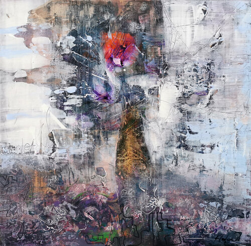 Rust walls inspiration oneiric painting still life by O KLOSKA di Ovidiu Kloska, Pittura in vendita su Singulart