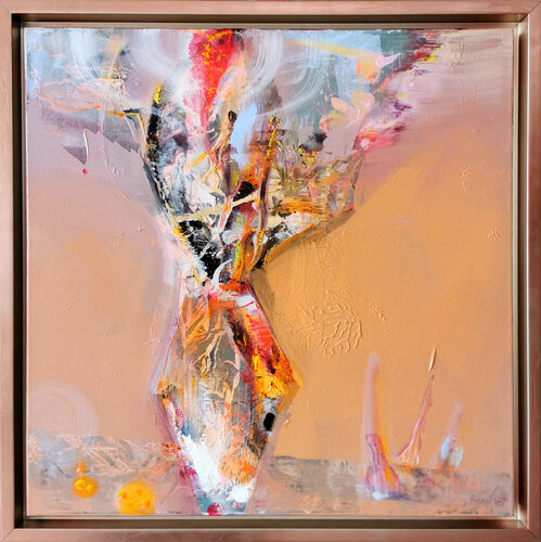 Framed melacholic abstract autumn colors still life by O KLOSKA van Ovidiu Kloska, Schilderij te koop op Singulart