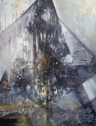 Large mindscape pyramide of memory 1 abstract masterpiece by O Kloska van Ovidiu Kloska, Schilderij te koop op Singulart