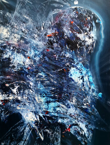 Large enigmatic blue angel series painting by KLOSKA van Ovidiu Kloska, Schilderij te koop op Singulart