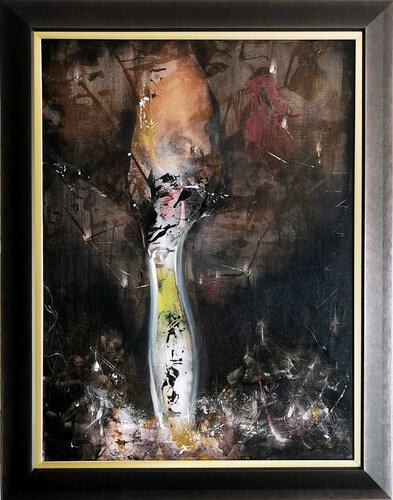 Large framed dark ghostlly gothic abstract painting still life by O KLOSKA van Ovidiu Kloska, Schilderij te koop op Singulart