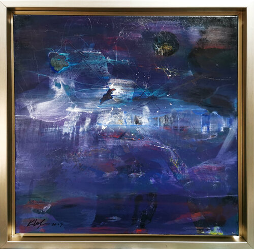 Stunning Beautiful Blue Abstract Landscape Kloska van Ovidiu Kloska, Schilderij te koop op Singulart