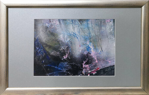 Framed fascinating abstract landscape silence in forest original O Kloska Ovidiu Kloska