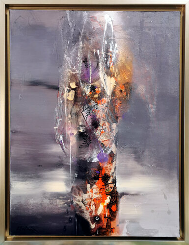 Quiet and enigmatic abstract framed still life by master O Kloska van Ovidiu Kloska, Schilderij te koop op Singulart