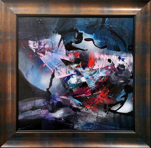 Framed unique enigmatic mindscape abstract landscape Kloska Ovidiu Kloska