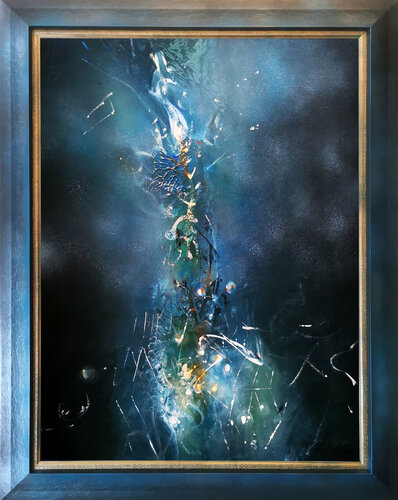 Fascinating framed unique enigmatic energy light abstract still life Kloska van Ovidiu Kloska, Schilderij te koop op Singulart