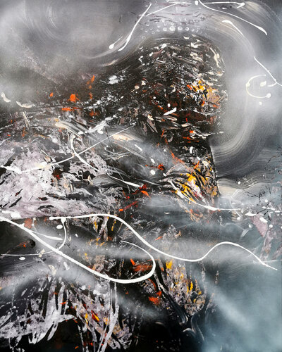 Large unique spontaneous light angel composition by master KLOSKA van Ovidiu Kloska, Schilderij te koop op Singulart
