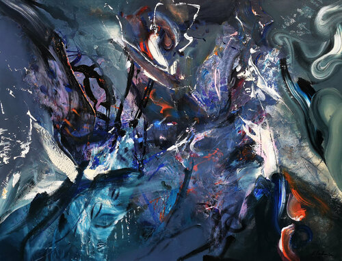 Very large scale abstract beautiful about colorfull dreams painting by O KLOSKA Ovidiu Kloska