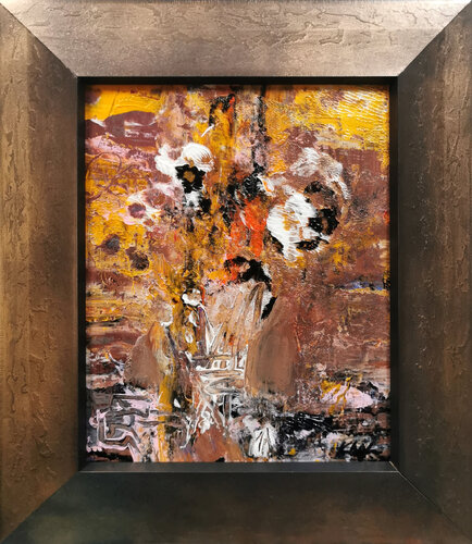 Beautiful spentaneous gestural still life framed signed 1112021 O Kloska Ovidiu Kloska