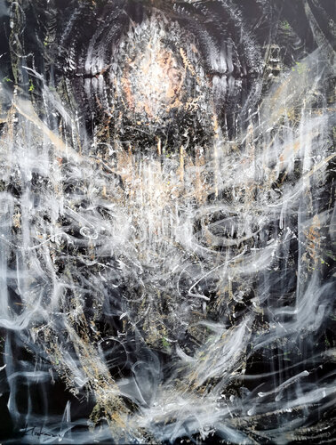 Large XXL enigmatic metaphysical light abstract angel composition by master KLOSKA van Ovidiu Kloska, Schilderij te koop op Singulart