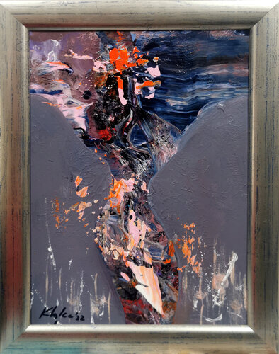 Beautiful spentaneous gestural still life framed signed 16.08.2022 O Kloska par Ovidiu Kloska, Peinture en vente sur Singulart