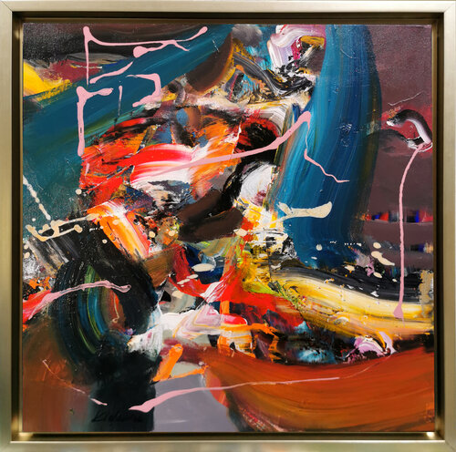 Enigmatic beautiful colors fantastic abstraction action painting  by O KLOSKA par Ovidiu Kloska, Peinture en vente sur Singulart