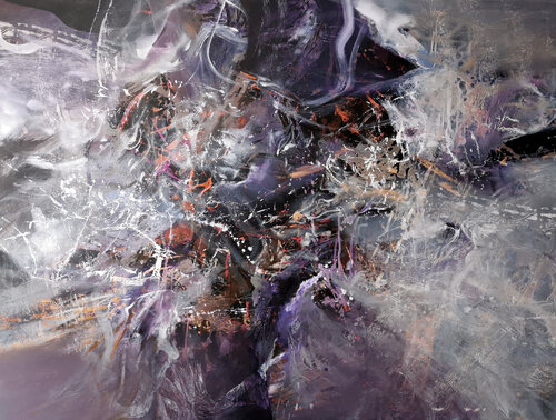 Stunning colors combination gigantic xxl abstract painting flyer by O Kloska de Ovidiu Kloska, Pintura a la venta en Singulart