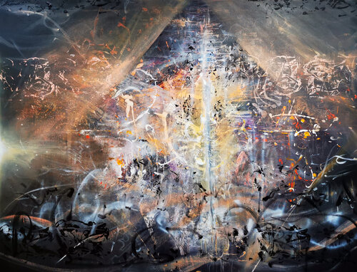 Very large scale XXL gigantic size abstract mindscape energy gate O Kloska van Ovidiu Kloska, Schilderij te koop op Singulart