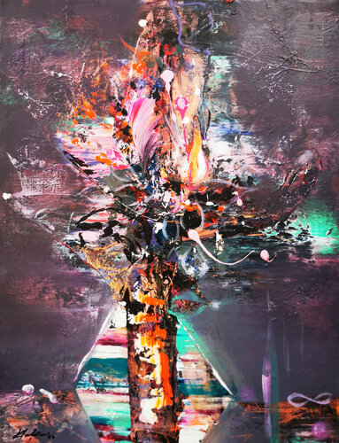 Spontaneous Melancholic Still Life Abstract Painting By O KLOSKA di Ovidiu Kloska, Pittura in vendita su Singulart