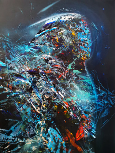 Stuning metaphysical enigmatic abstract angel art by master KLOSKA par Ovidiu Kloska, Peinture en vente sur Singulart