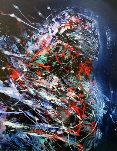 Stuning metaphysical enigmatic abstract angel spiritual art by master KLOSKA par Ovidiu Kloska, Peinture en vente sur Singulart