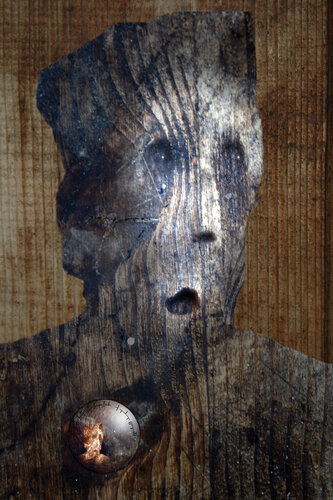 Bizzare portret found art human face expressivity photographic project conceptual by master O Kloska di Ovidiu Kloska, Fotografia in vendita su Singulart