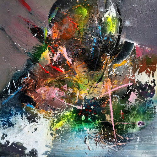 Enigmatic abstract Art By O Kloska Seller of Silks dreamy par Ovidiu Kloska, Peinture en vente sur Singulart