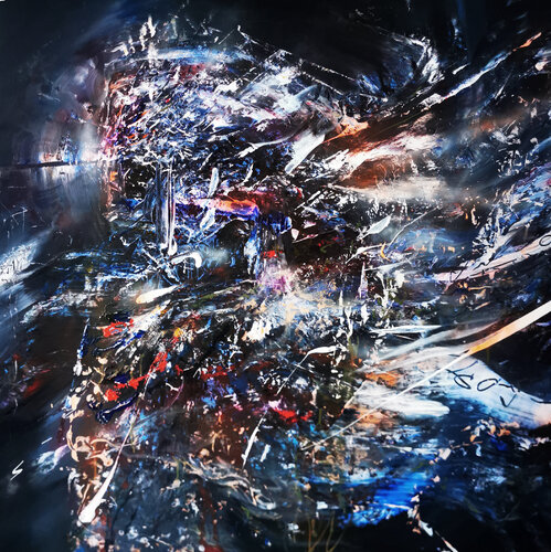 Large scale oneiric abstract angel spiritual art by master O Kloska par Ovidiu Kloska, Peinture en vente sur Singulart