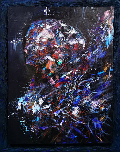 Framed metaphysical enigmatic abstract angel spiritual art by master KLOSKA van Ovidiu Kloska, Schilderij te koop op Singulart